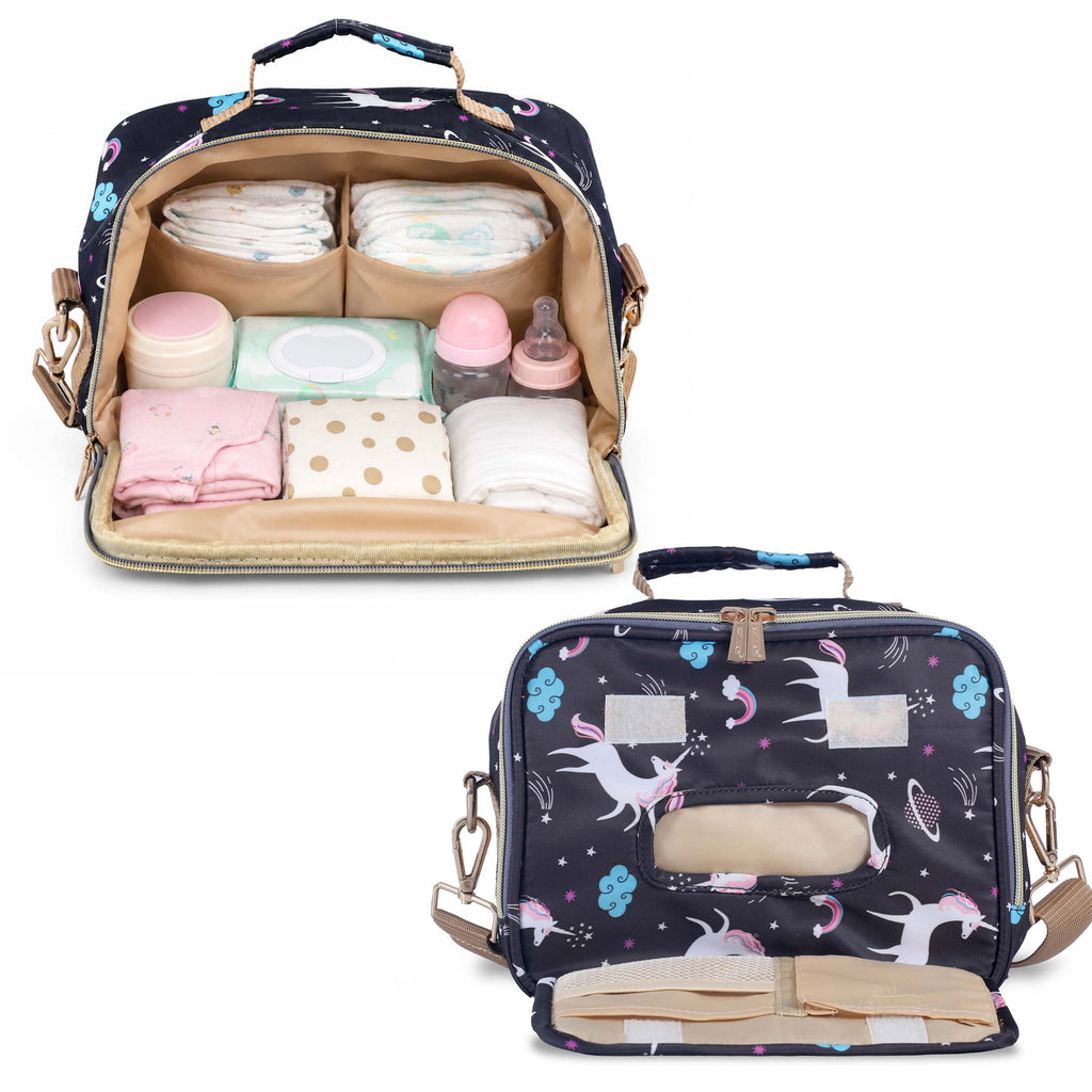 Motherly Mini Magic Diaper Bag for Mothers for Travel – Combo Set with Accessories, Small Maternity Handbag for Newborn Baby, Water Resistant Baby Bag