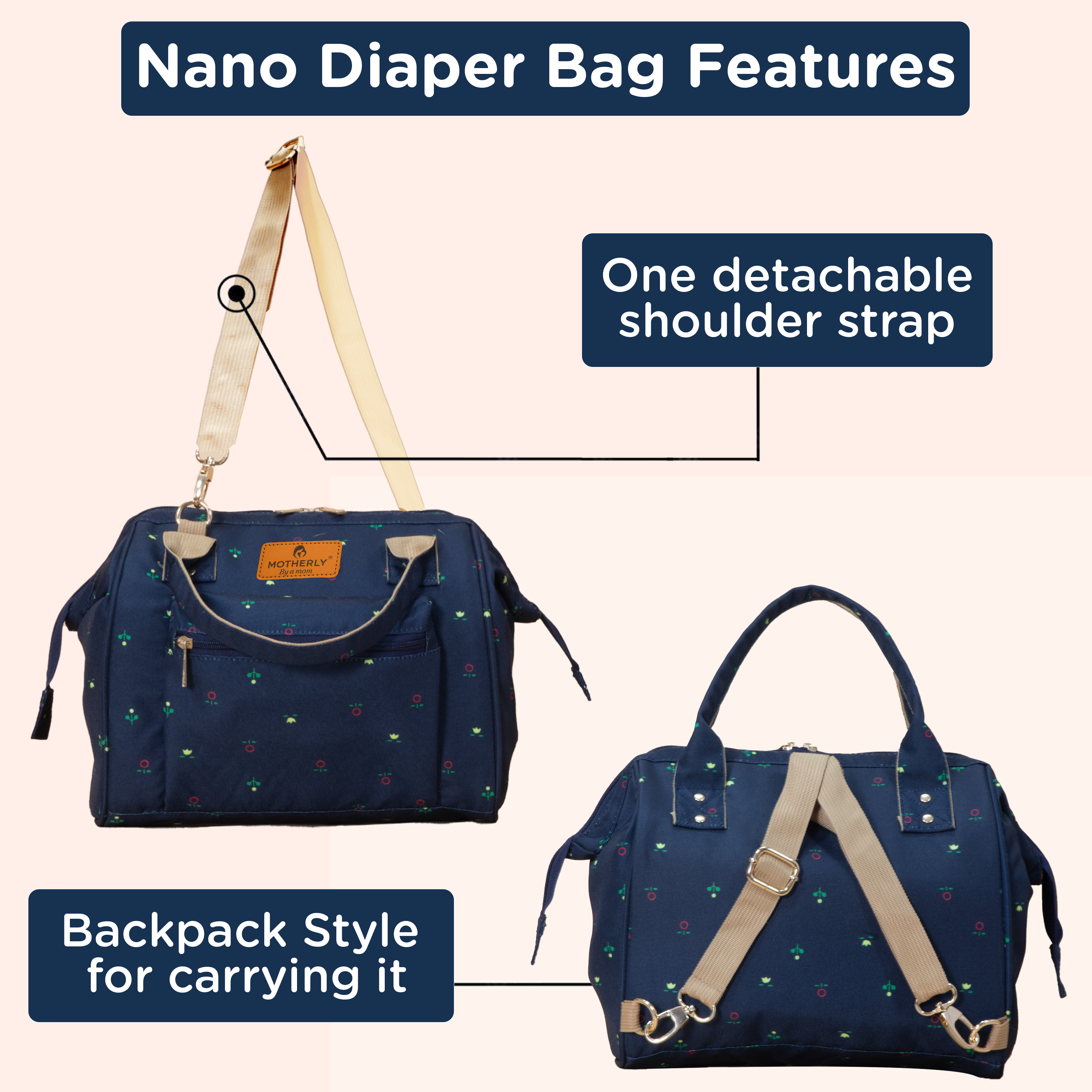 Motherly Nano Diaper Bag for Mothers | Small Diaper handbag for mom for Travel