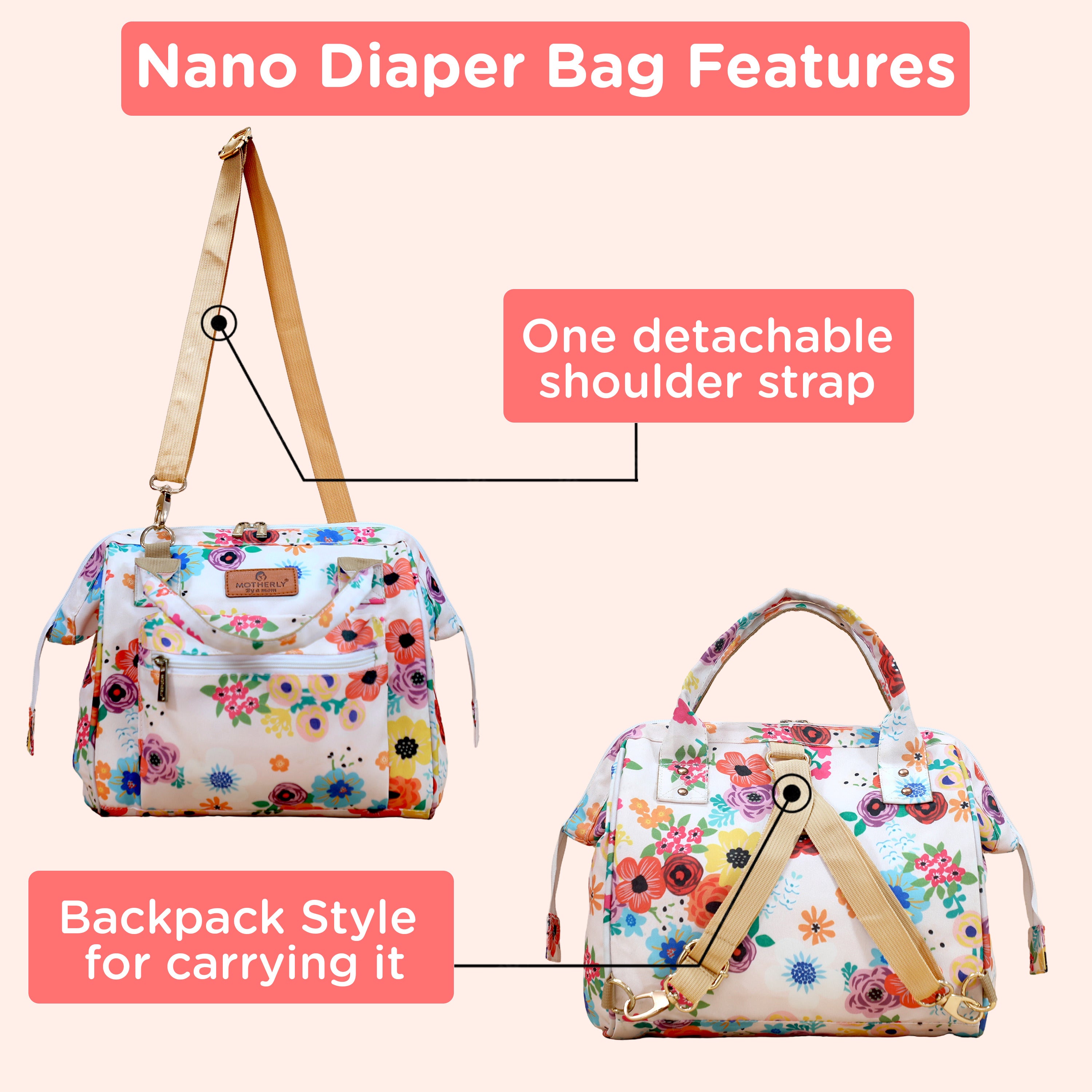 Motherly Nano Diaper Bag for Mothers | Small Diaper handbag for mom for Travel