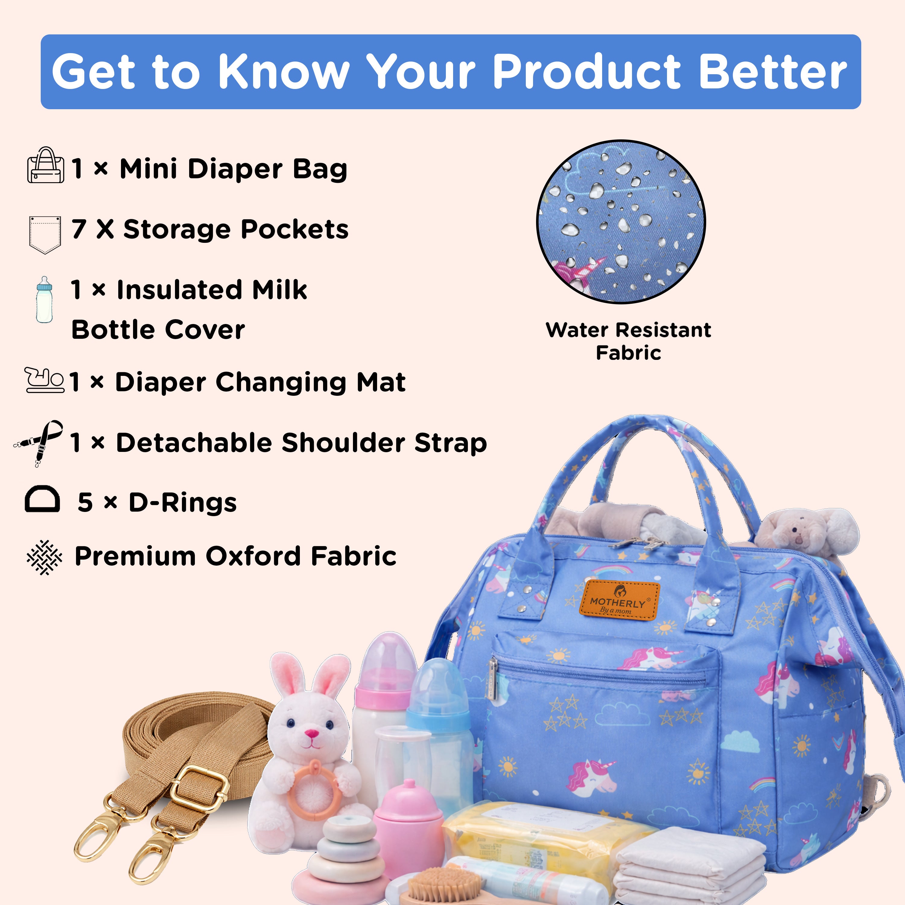 Motherly Nano Diaper Bag for Mothers | Small Diaper handbag for mom for Travel