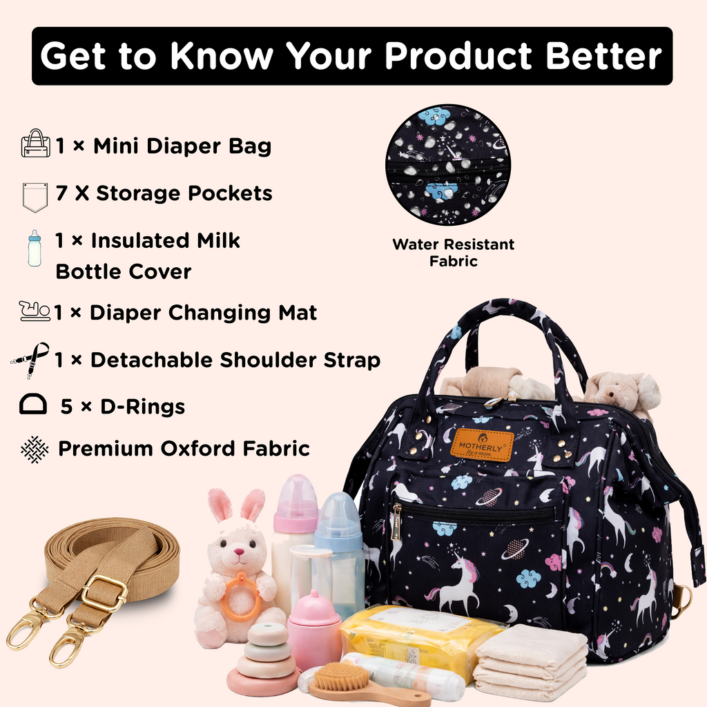 Motherly Nano Diaper Bag for Mothers | Small Diaper handbag for mom for Travel