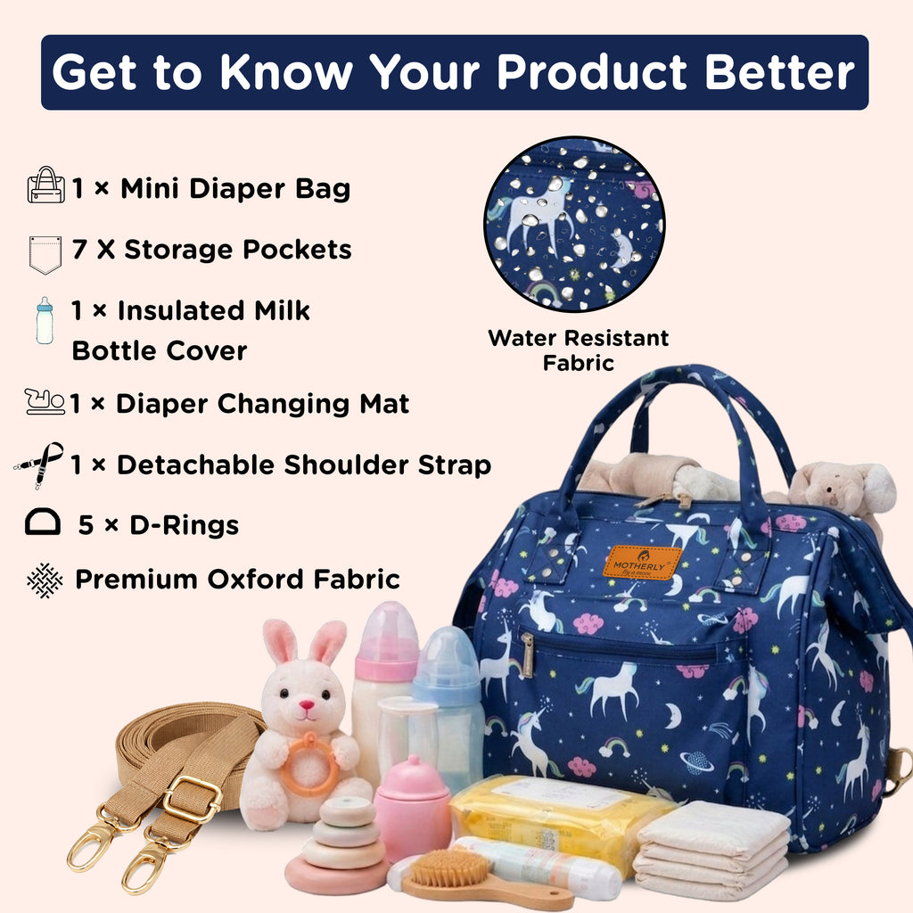 Motherly Nano Diaper Bag for Mothers | Small Diaper handbag for mom for Travel