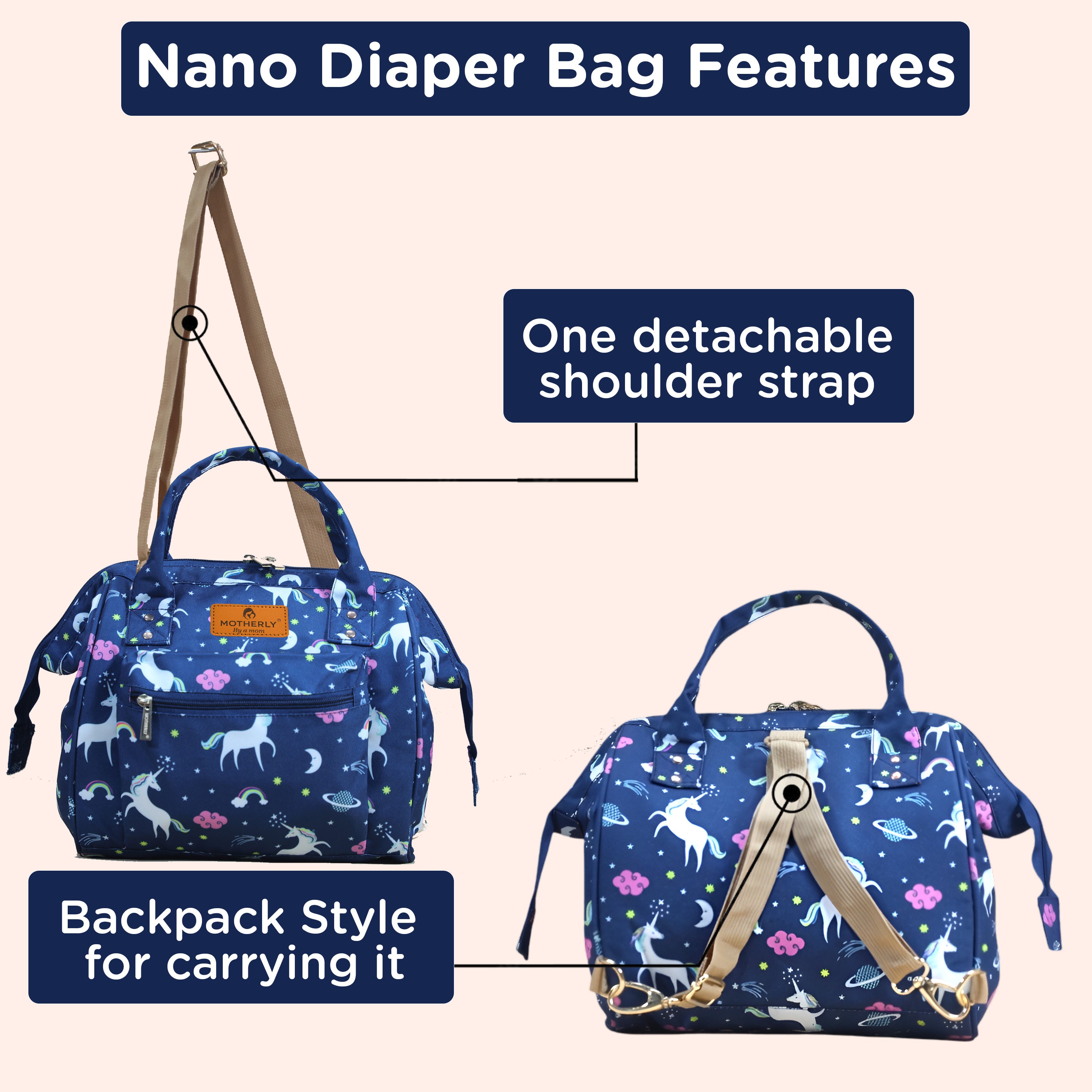 Motherly Nano Diaper Bag for Mothers | Small Diaper handbag for mom for Travel