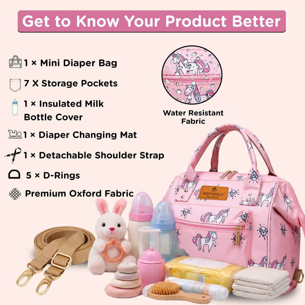 Motherly Nano Diaper Bag for Mothers | Small Diaper handbag for mom for Travel