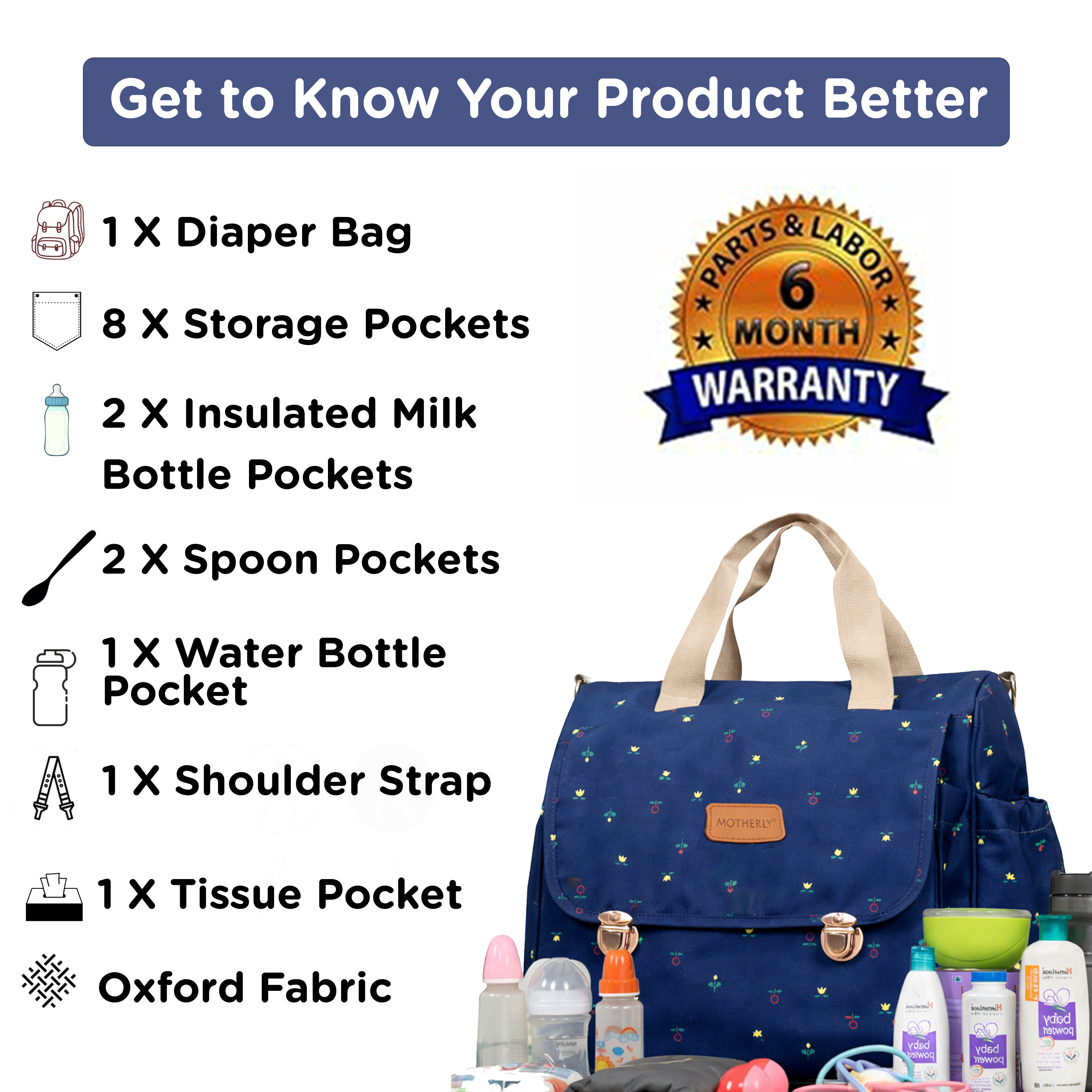 Motherly Glory Tote Diaper Bag for Moms – Water-Resistant Maternity & Travel Bag with Multiple Pockets