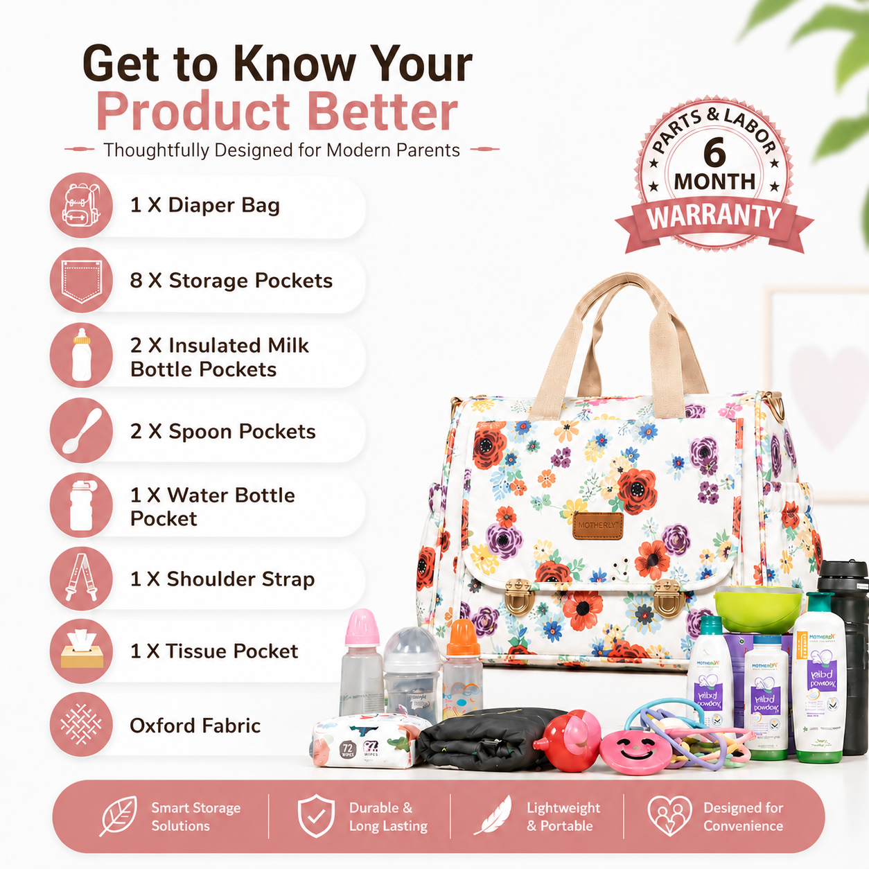 Motherly Glory Tote Diaper Bag for Moms – Water-Resistant Maternity & Travel Bag with Multiple Pockets