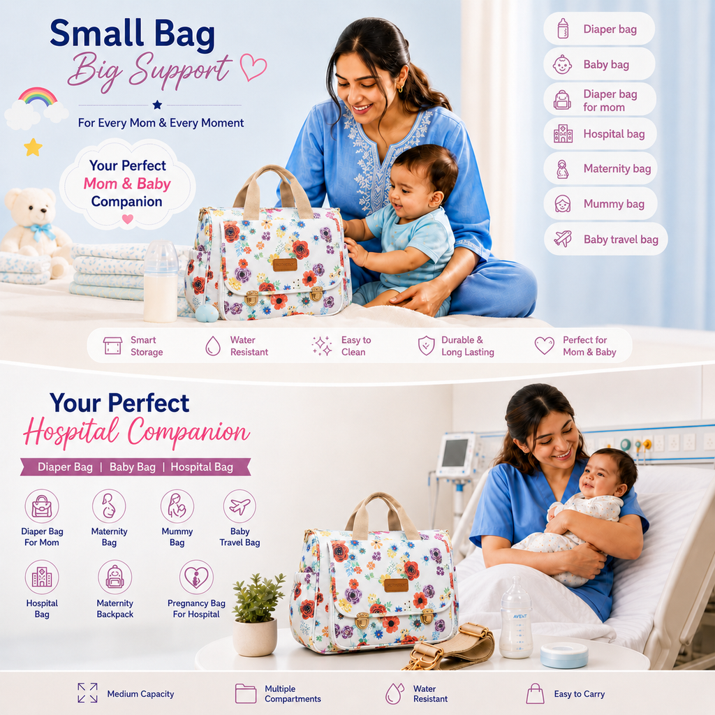 Motherly Glory Tote Diaper Bag for Moms – Water-Resistant Maternity & Travel Bag with Multiple Pockets
