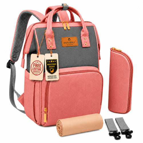 Motherly Crown Combo Melange Fabric Diaper Bag for Mothers for Travel With Warranty | Spacious Diaper Bags for Mom | baby bag for mother travel | Maternity Bags for Mother and Baby