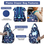 Motherly Flame Print Diaper Bag for Moms – Water-Resistant Travel & Maternity Bag with Multiple Pockets & Warranty
