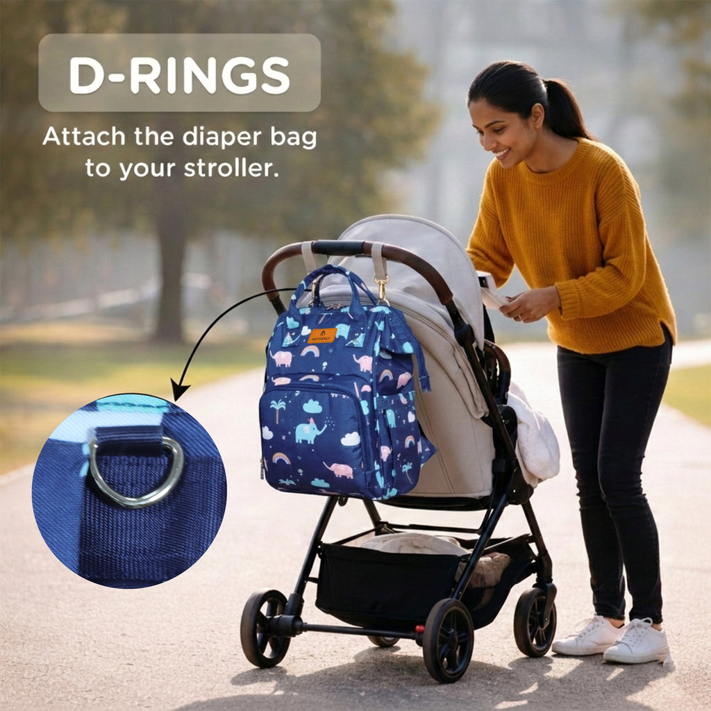 Motherly Flame Print Diaper Bag for Moms – Water-Resistant Travel & Maternity Bag with Multiple Pockets & Warranty