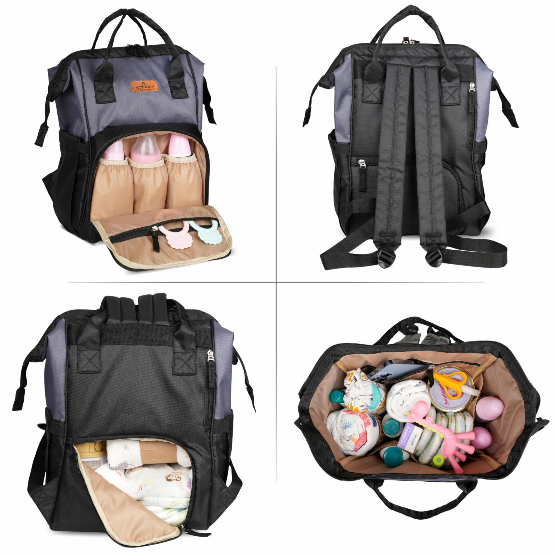 Motherly Elegant Diaper Bag for Mothers for Travel, Maternity Bag for Newborn Baby, Mothers Travelling Bag, Multipocket Water Resistant Baby Bag, Hospital Bag for Moms - MOTHERLY