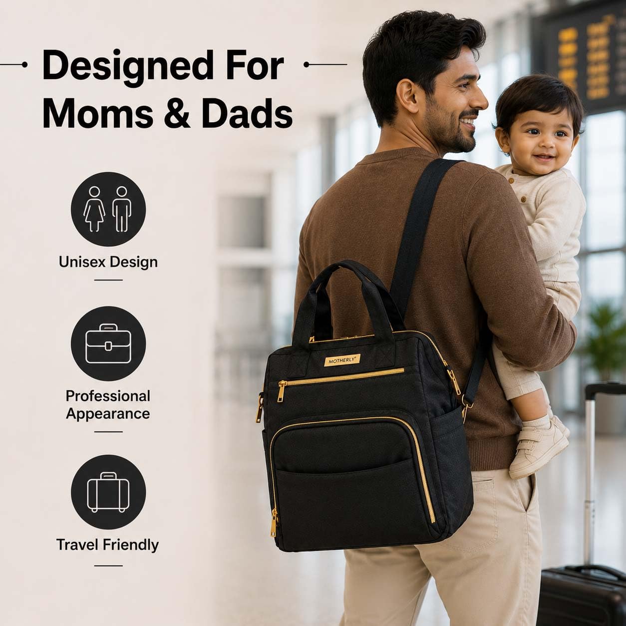 Motherly Evoke Diaper Bag for Moms – Water-Resistant Maternity & Travel Bag with Multiple Pockets, Warranty & Special Offers