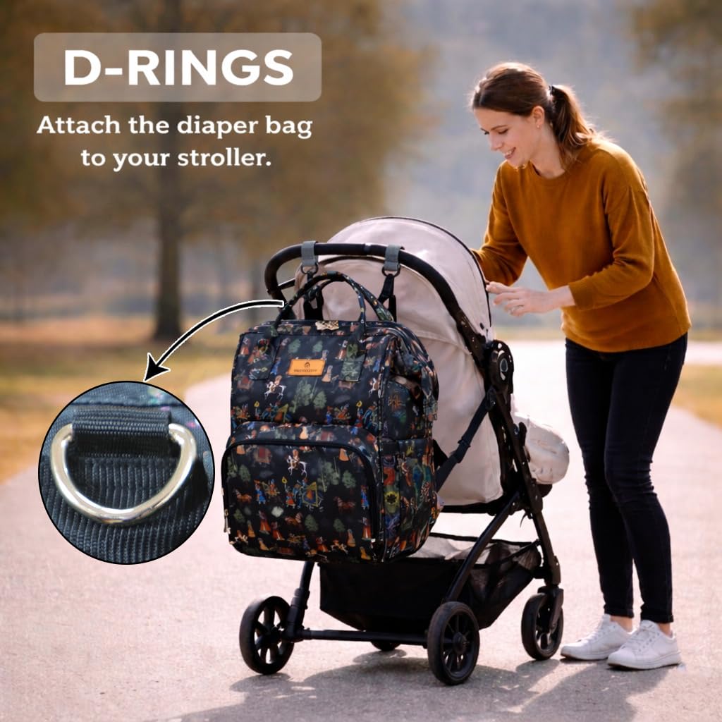 Motherly Patented Diaper Bag Backpack for Moms | Waterproof Baby Travel & Maternity Bag | Spacious Nappy Bag with Insulated Bottle Pockets & Warranty  (Imperial Series, Black)