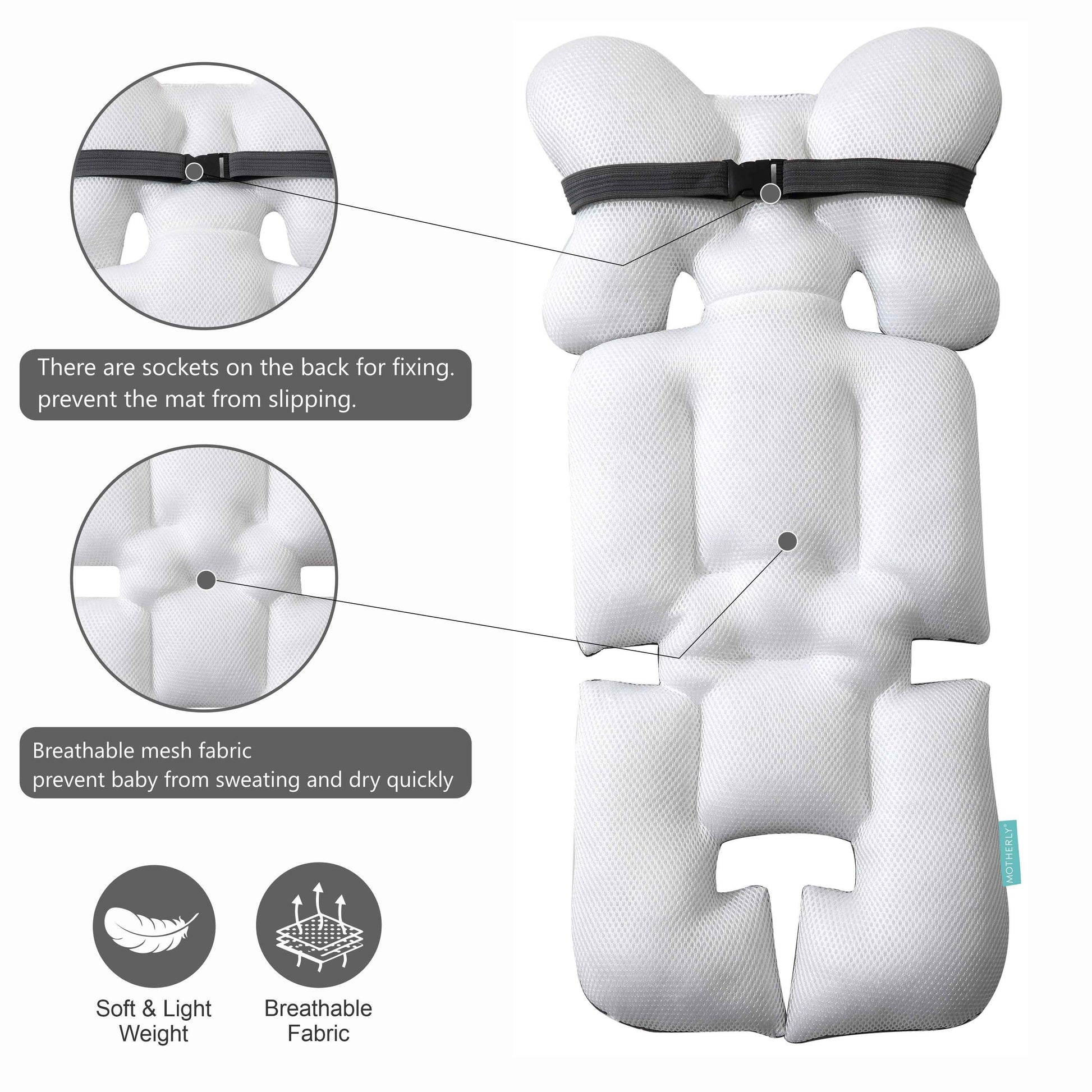 Stroller Seat Cushion - White Star