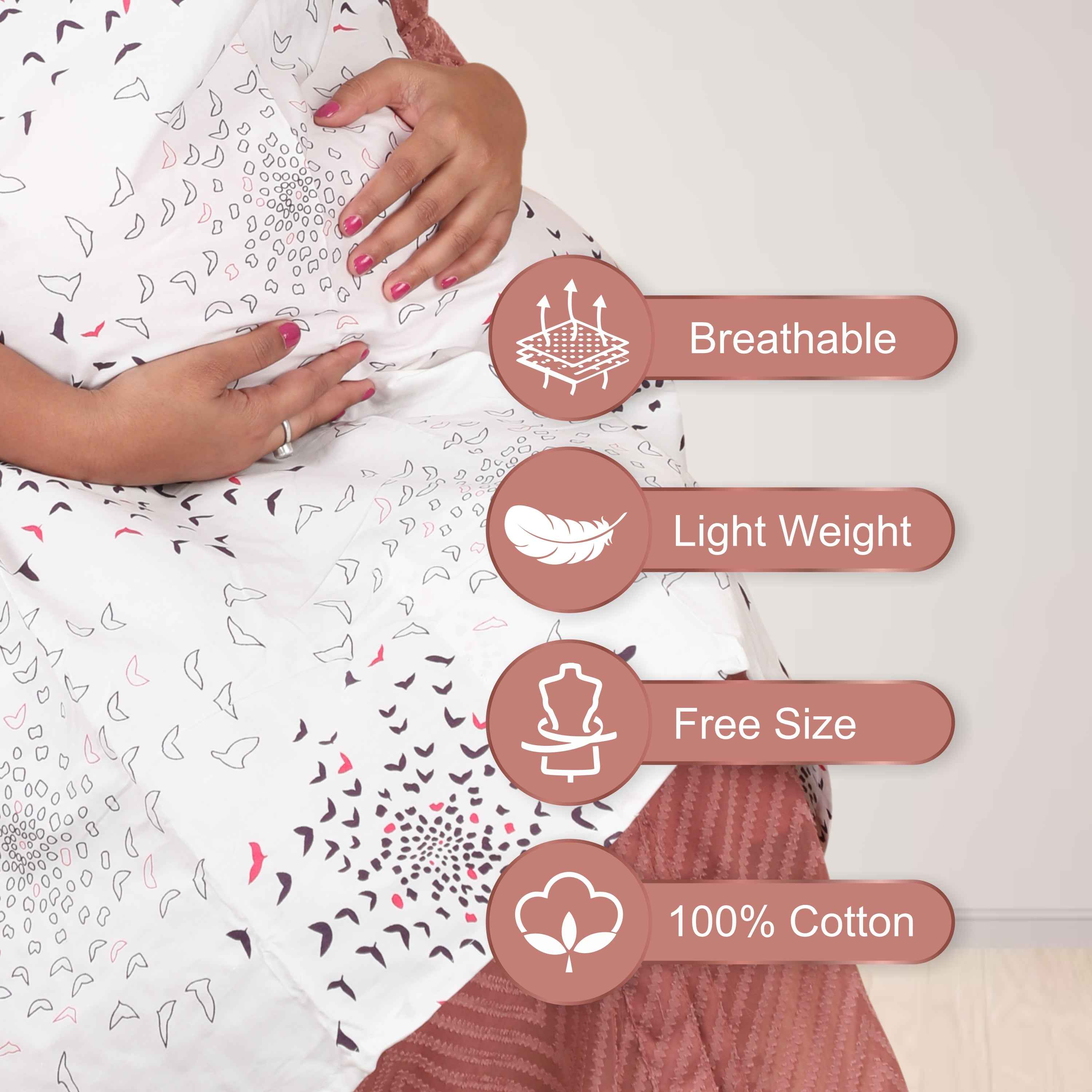 Care Cave Nursing Scarf - Black/Red Birds Print