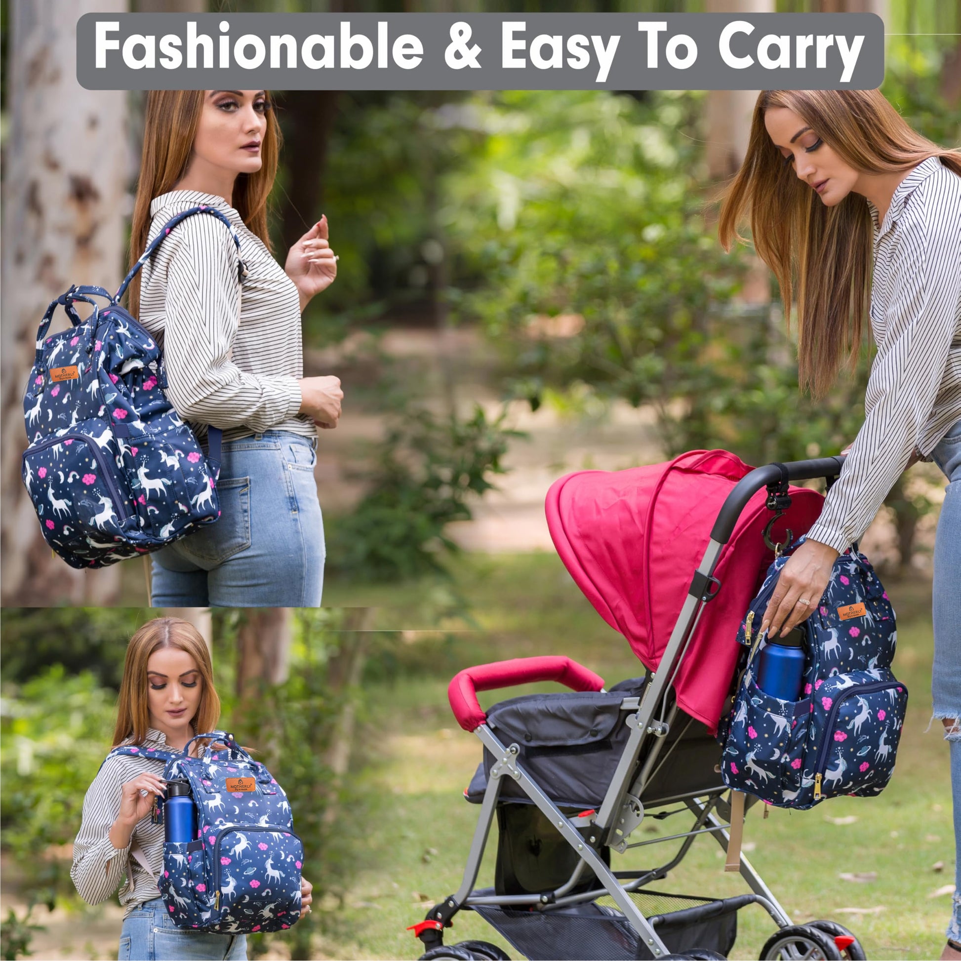 Motherly Elegant Diaper Bag for Moms – Water-Resistant Maternity & Travel Bag with Multiple Pockets & Warranty