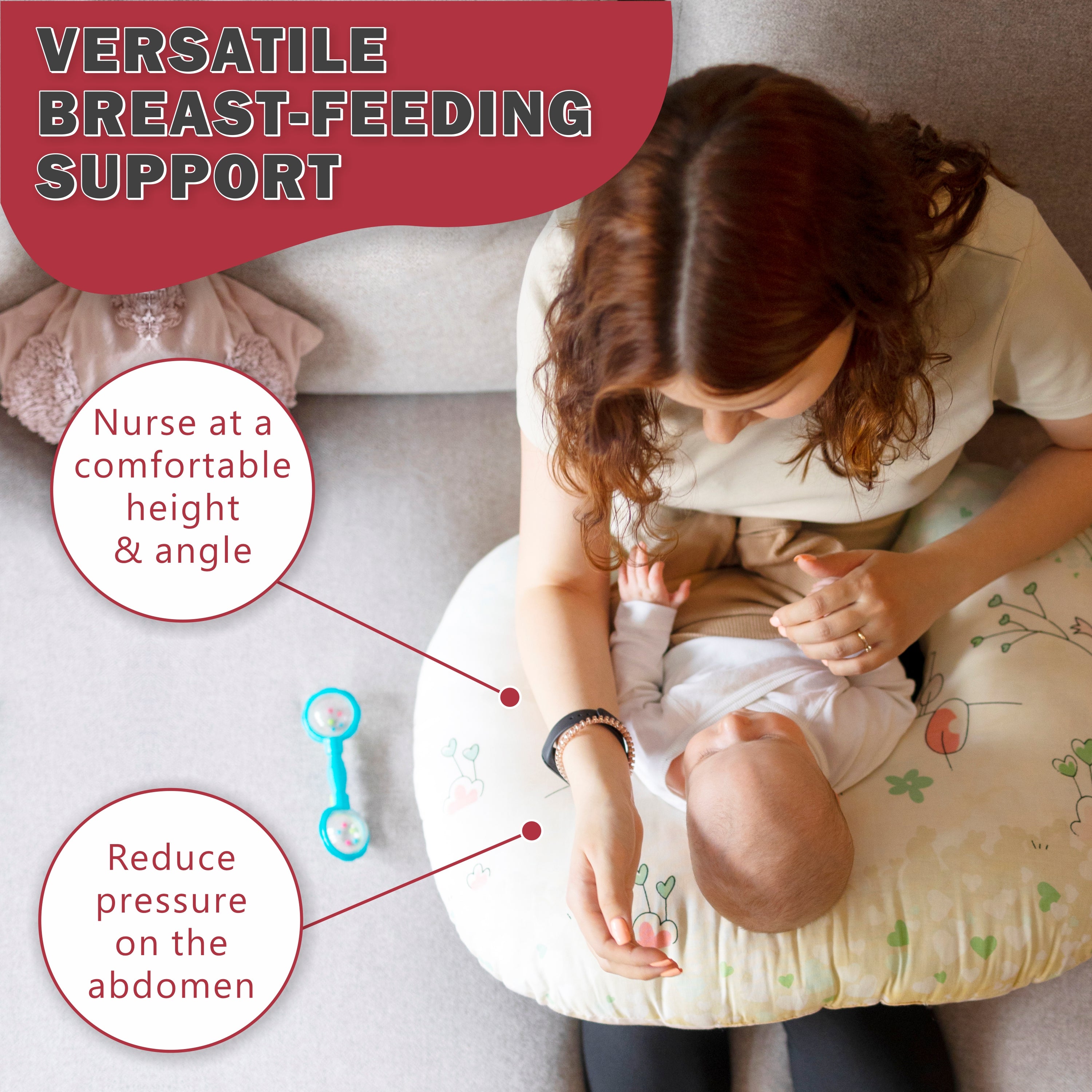 Motherly Flurry Fickle Baby Feeding Nursing and Maternity Pillow (White) - MOTHERLY