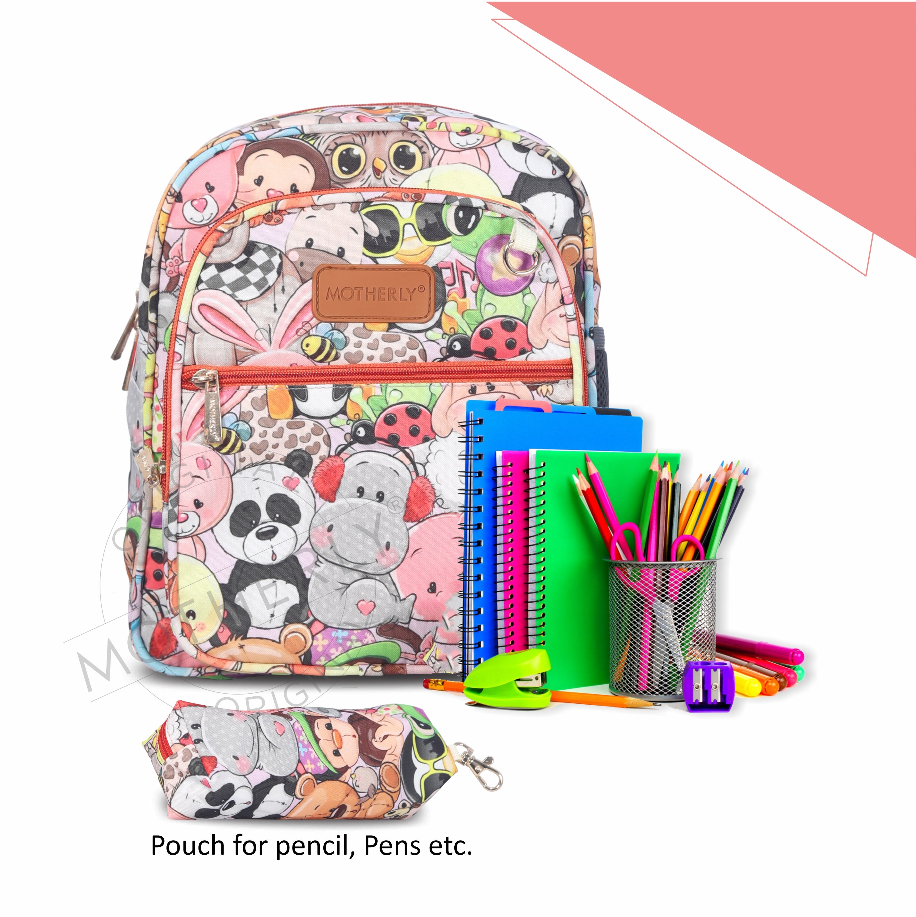 Motherly Kindergarten Backpack, Daycare Bags for Kids, Toddler Bag, Creche Bag Casual Backpack Picnic Bag for Kids, Unisex School Bag for Boys & Girls with Free Pencil Stationery Pouch (11 Inch) - MOTHERLY