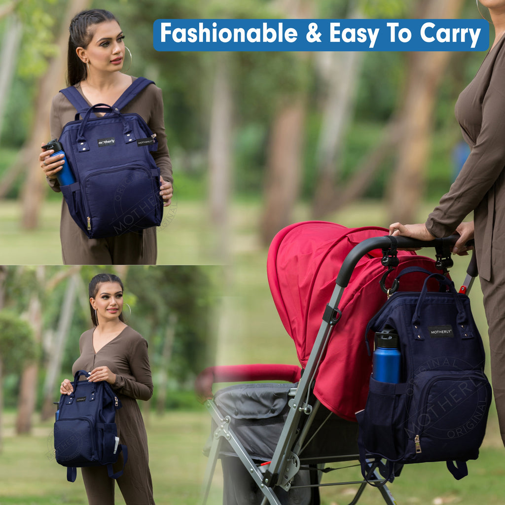 Motherly League Solid Color Diaper Bag for Mothers for Travel, Maternity Bag for Newborn Baby, Mother Travelling Bag, Multiple Pocket Water Resistant Hospital Bag for moms with Warranty - MOTHERLY