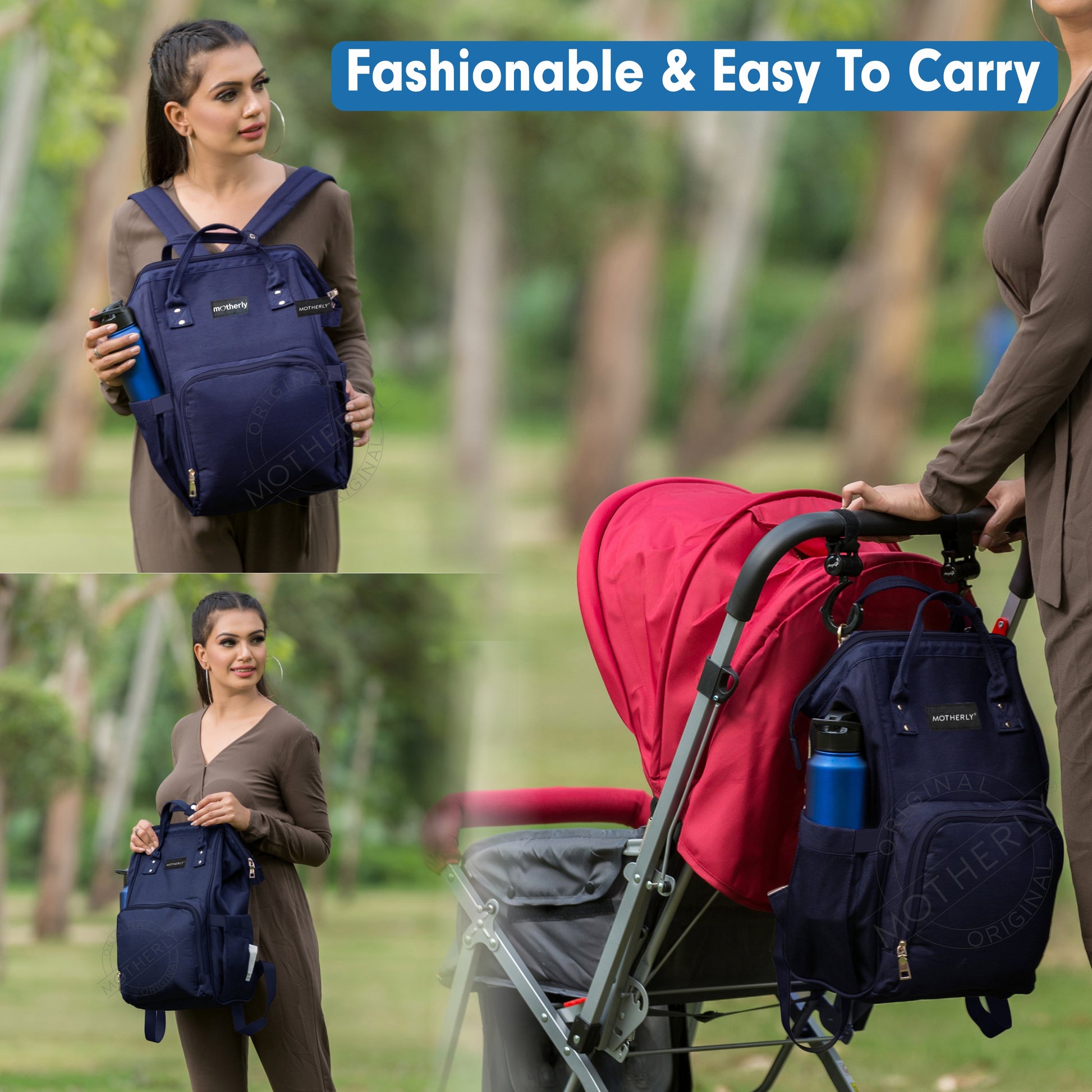 Motherly League Solid Color Diaper Bag for Mothers for Travel, Maternity Bag for Newborn Baby, Mother Travelling Bag, Multiple Pocket Water Resistant Hospital Bag for moms with Warranty - MOTHERLY