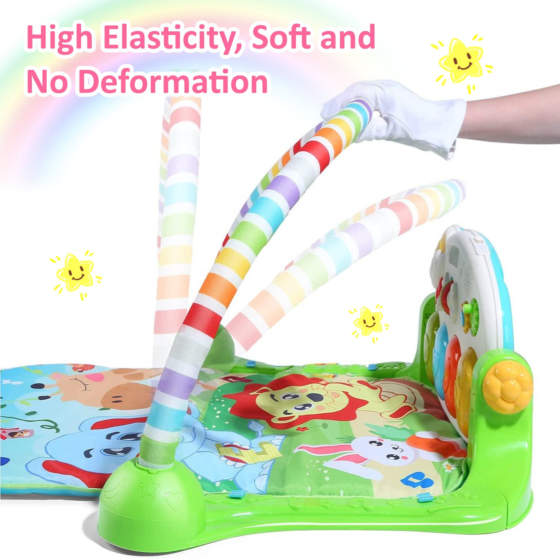 Motherly Musical Keyboard Baby Play Mat Gym with Colorful Piano and Fitness Rack - MOTHERLY