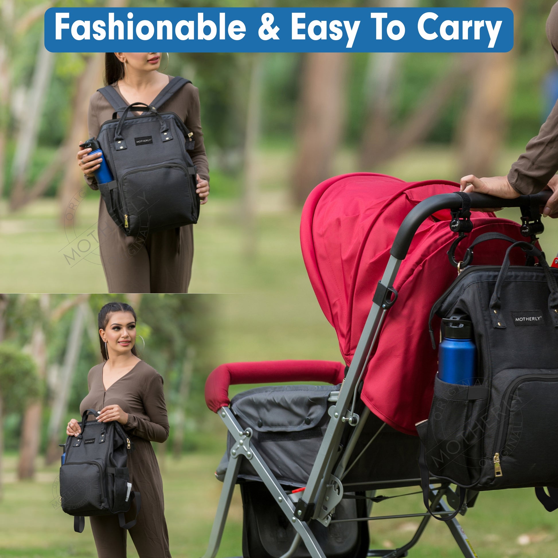 Motherly League Solid Color Diaper Bag for Mothers for Travel, Maternity Bag for Newborn Baby, Mother Travelling Bag, Multiple Pocket Water Resistant Hospital Bag for moms with Warranty - MOTHERLY