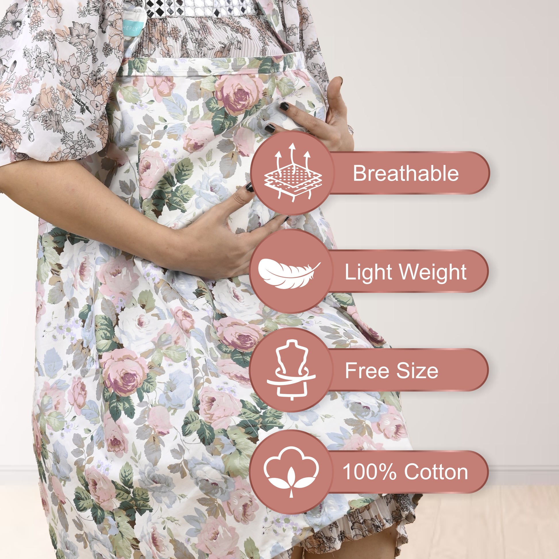 Care Cave Nursing Scarf -Pink Blue Flower - MOTHERLY