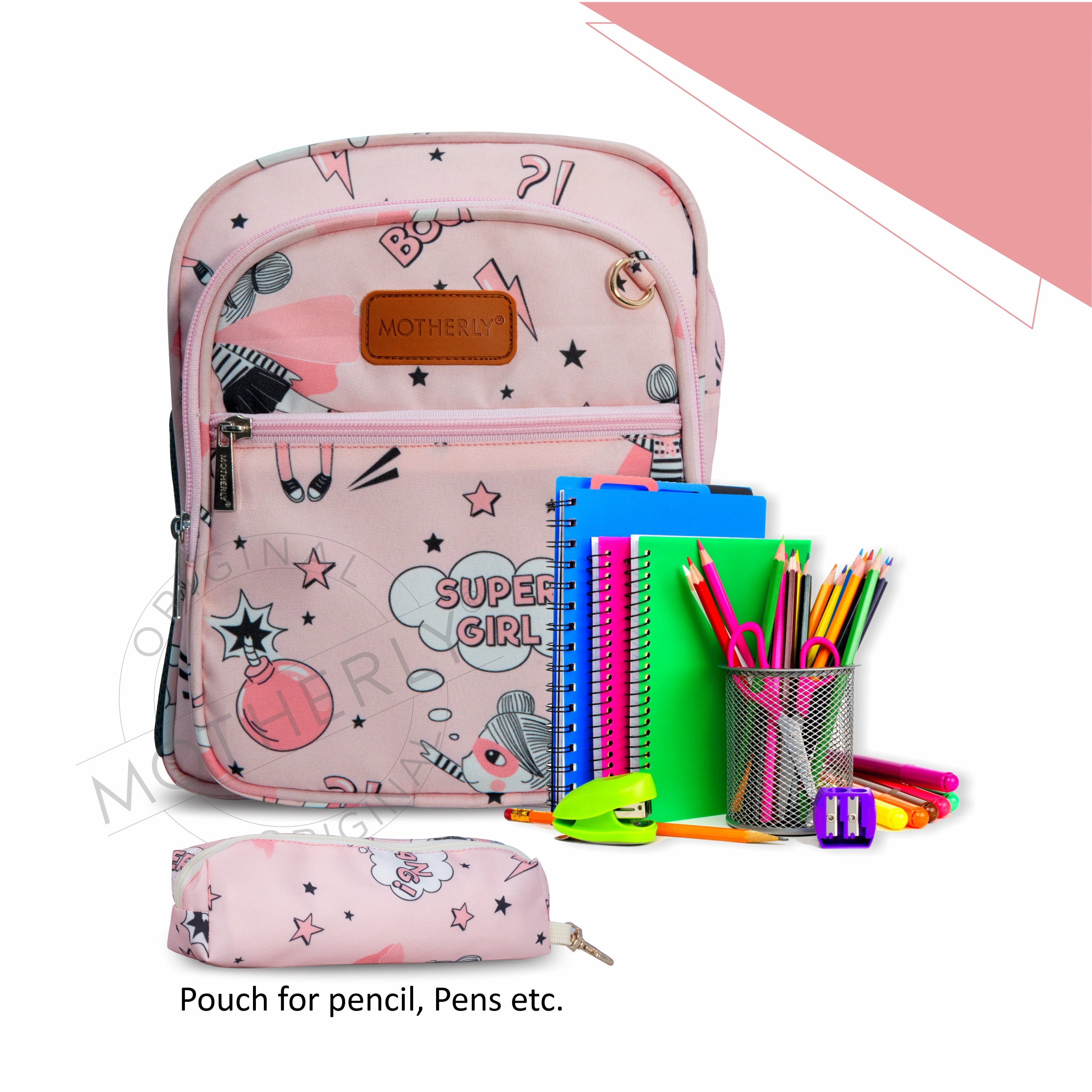 Motherly Kindergarten Backpack, Daycare Bags for Kids, Toddler Bag, Creche Bag Casual Backpack Picnic Bag for Kids, Unisex School Bag for Boys & Girls with Free Pencil Stationery Pouch (11 Inch) - MOTHERLY