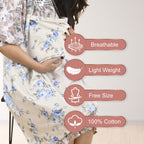 Care Cave Nursing Scarf -Blue Grey Flower - MOTHERLY