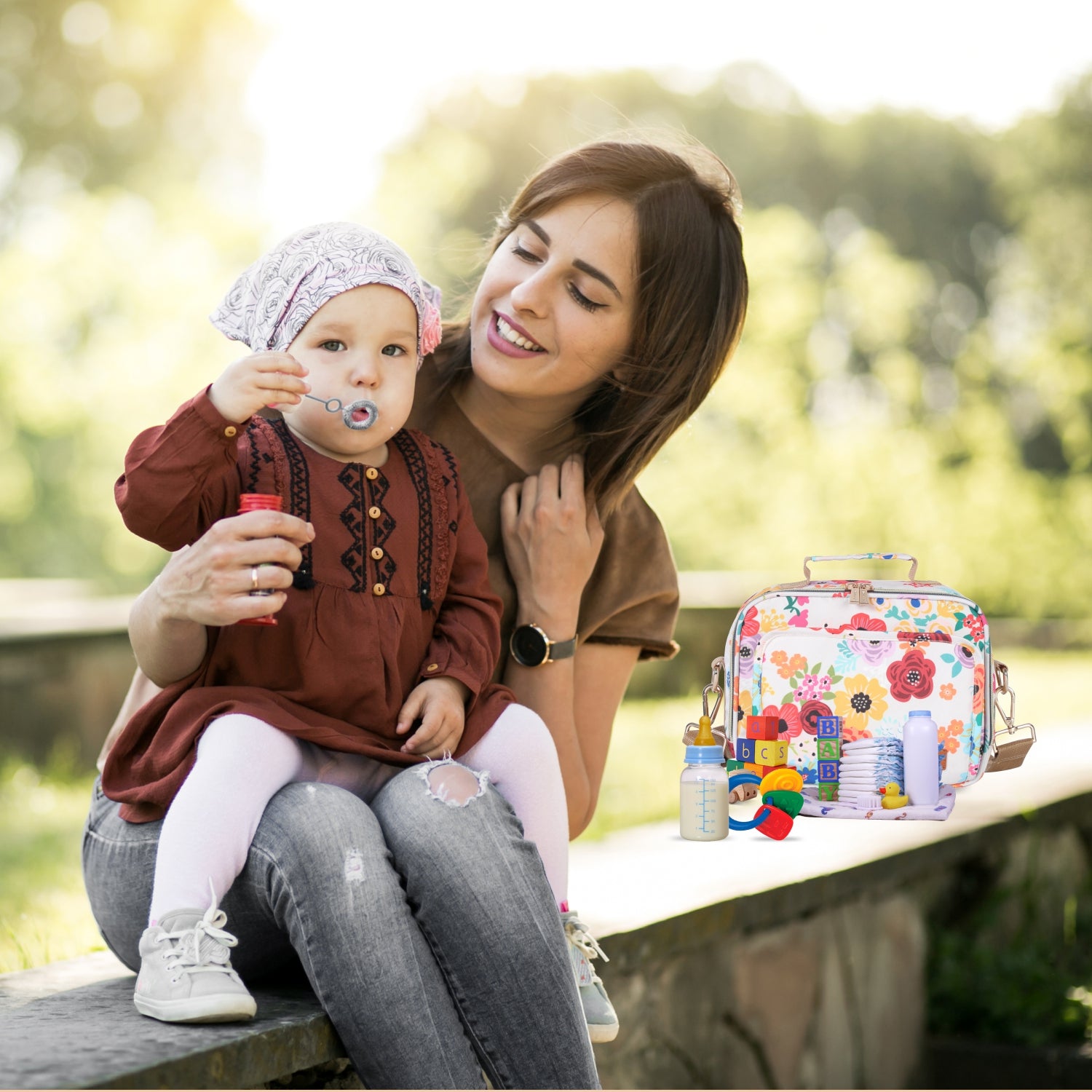 Motherly Mini Diaper Bag for Moms (Unicorn Blue) – Water-Resistant Travel & Maternity Handbag with Multiple Pockets