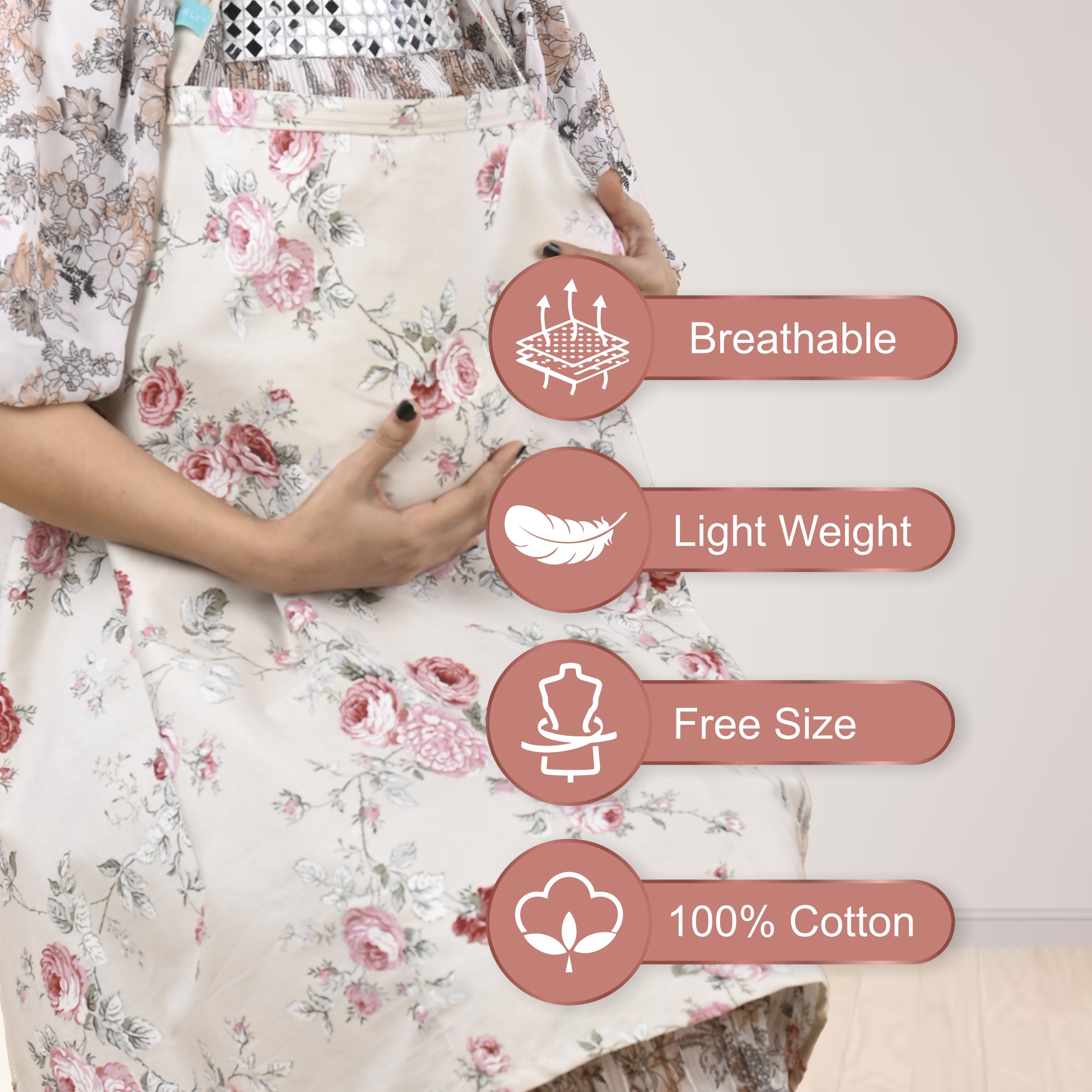 Care Cave Nursing Scarf - Red Grey Flower - MOTHERLY