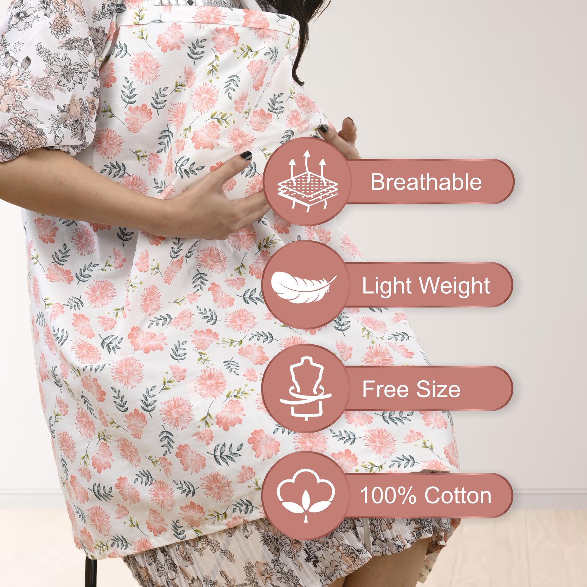 Care Cave Nursing Scarf - Pink Flower - MOTHERLY