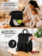 Motherly Crown Diaper Bag for Moms – Water-Resistant Travel & Maternity Bag with Multiple Pockets & 6-Month Warranty
