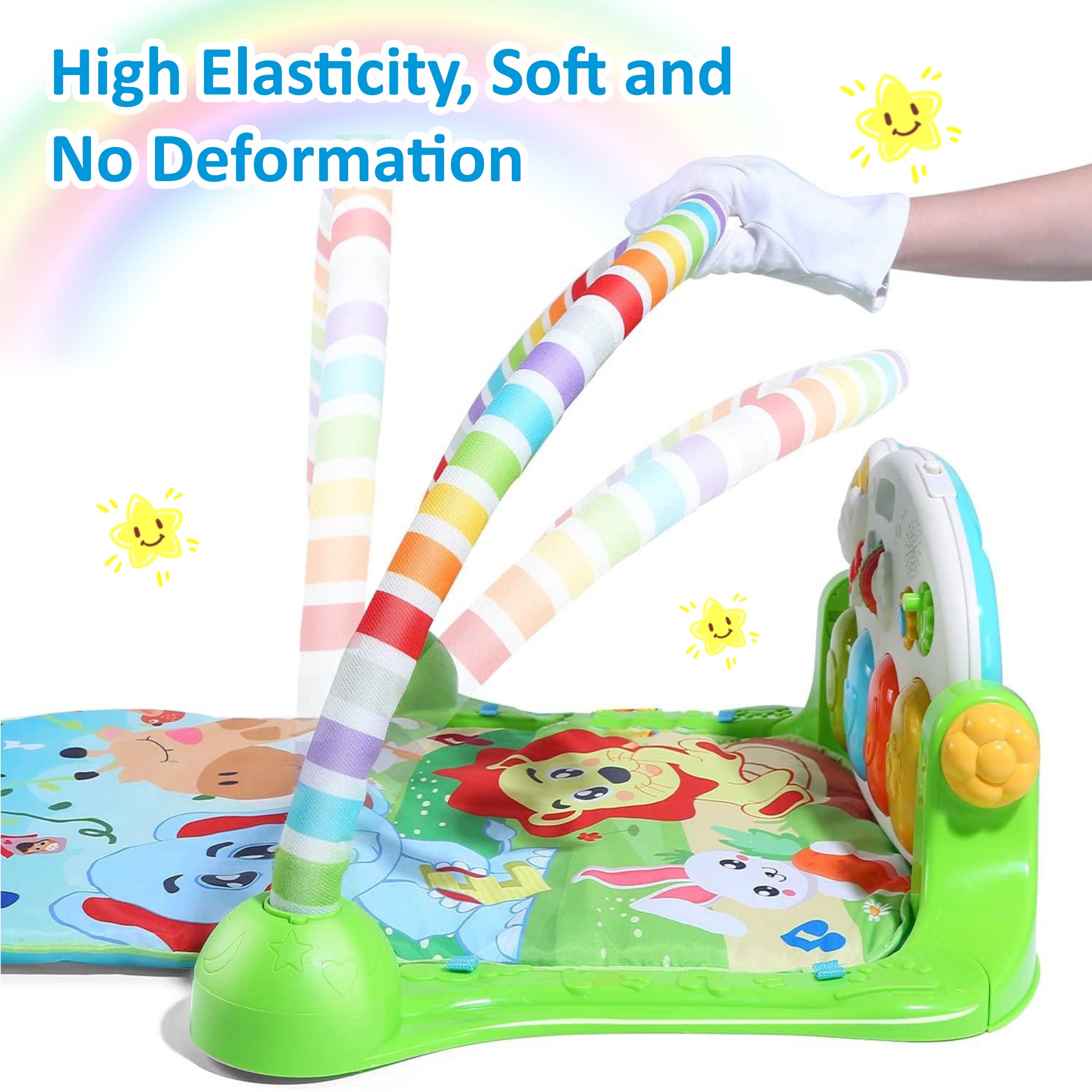 Motherly Musical Keyboard Baby Play Mat Gym with Colorful Piano and Fitness Rack - MOTHERLY