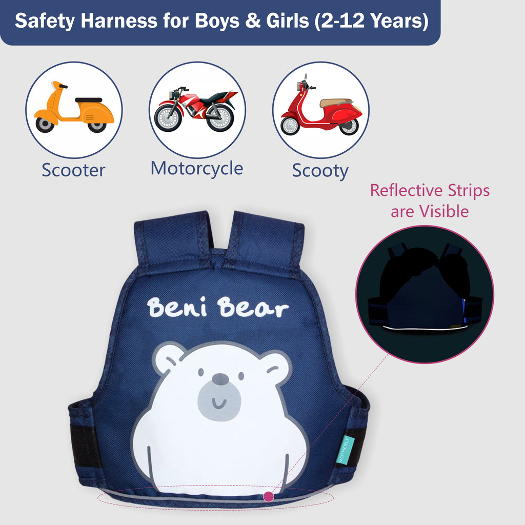 Motherly Children's Motorcycle Safety Harness Safe, Stylish Riding Companion with Two Wheeler Child Safety Belt - MOTHERLY