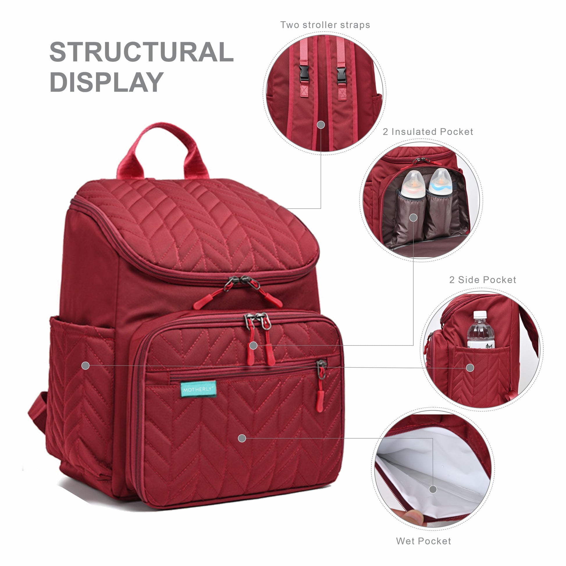 Motherly Baby Diaper Bag for Mothers specious and large travel diaper bags for Mom for travel |6 Month Warranty |(Black) - MOTHERLY