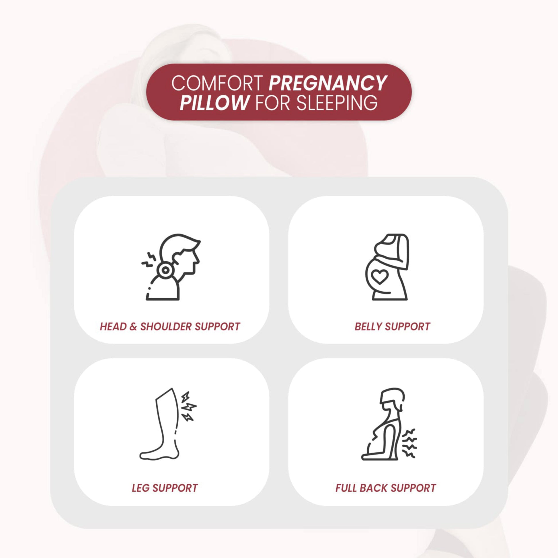 Motherly Maternity Pillows for Pregnancy Sleeping | Maternity Pillow for Pregnant Women (Dark Pink) - MOTHERLY