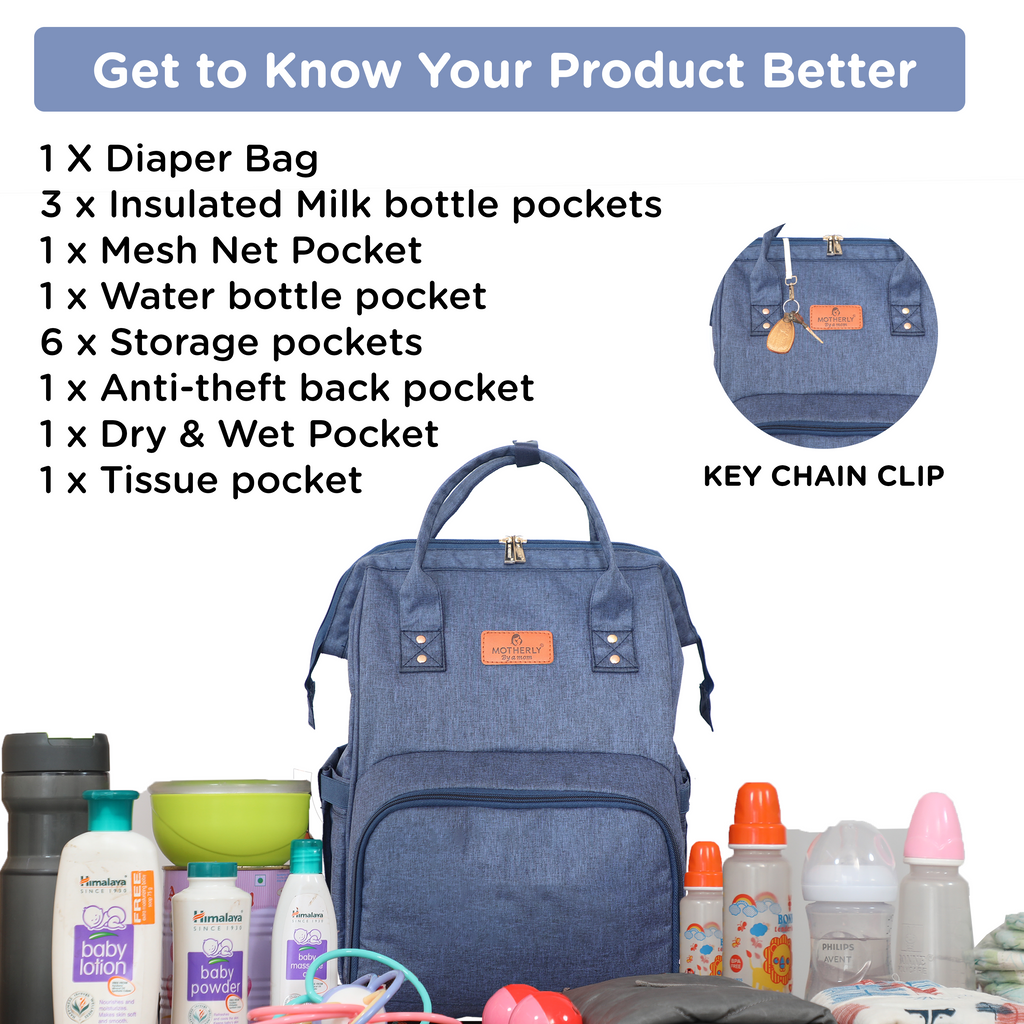 Motherly Crown Diaper Bag for Moms – Water-Resistant Travel & Maternity Bag with Multiple Pockets & 6-Month Warranty