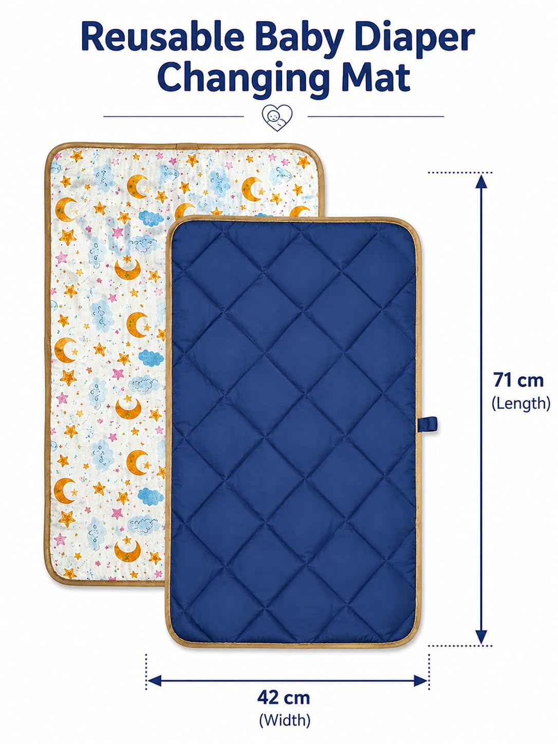 Motherly Waterproof Reversible Baby Changing Mat | Soft Quilted Diaper Changing Pad | Foldable Portable Changing Sheet for Home & Travel