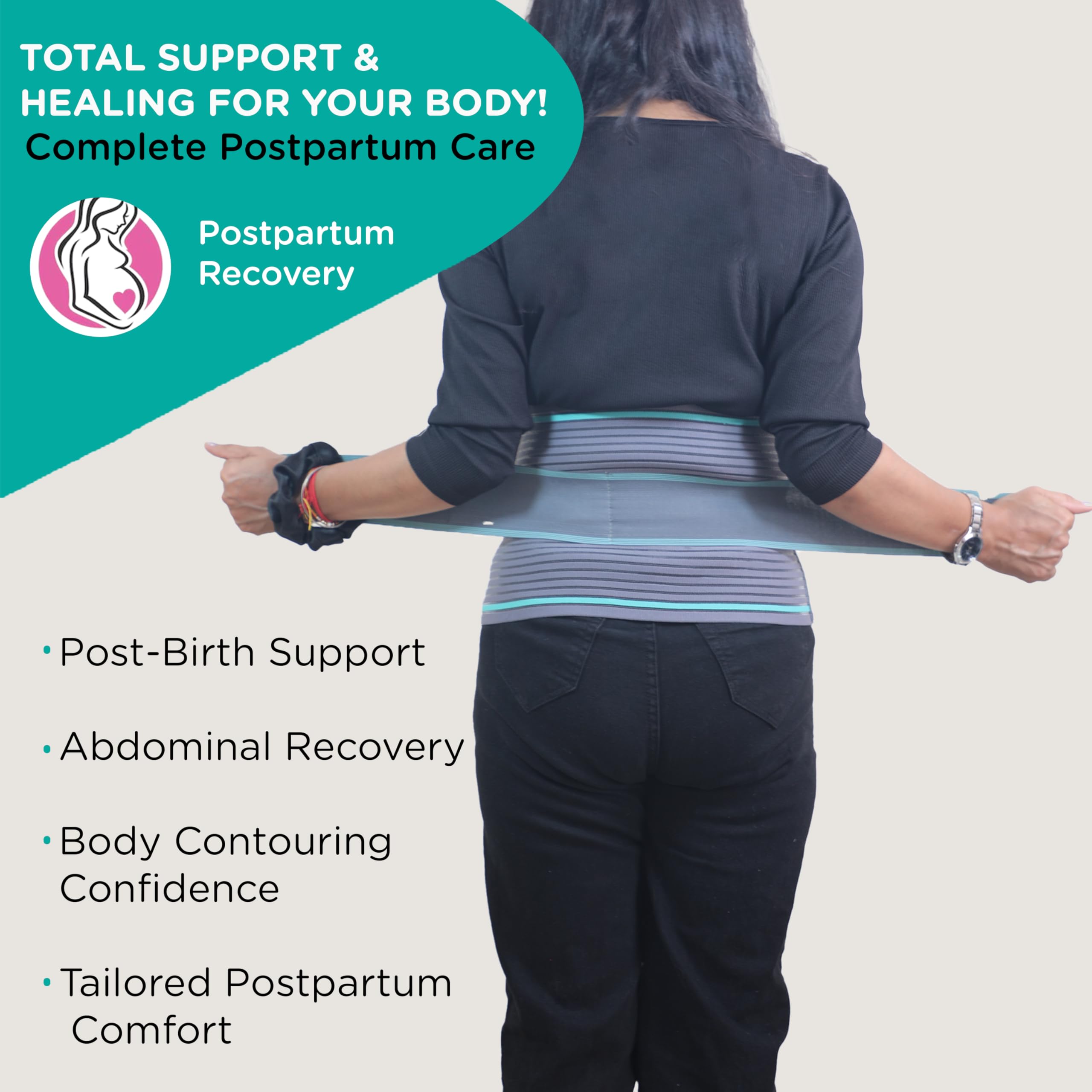 Motherly 3 In 1 Postpartum Recovery Belt (Fit From 30 Inch To 46 Inches Of Waist),One Size