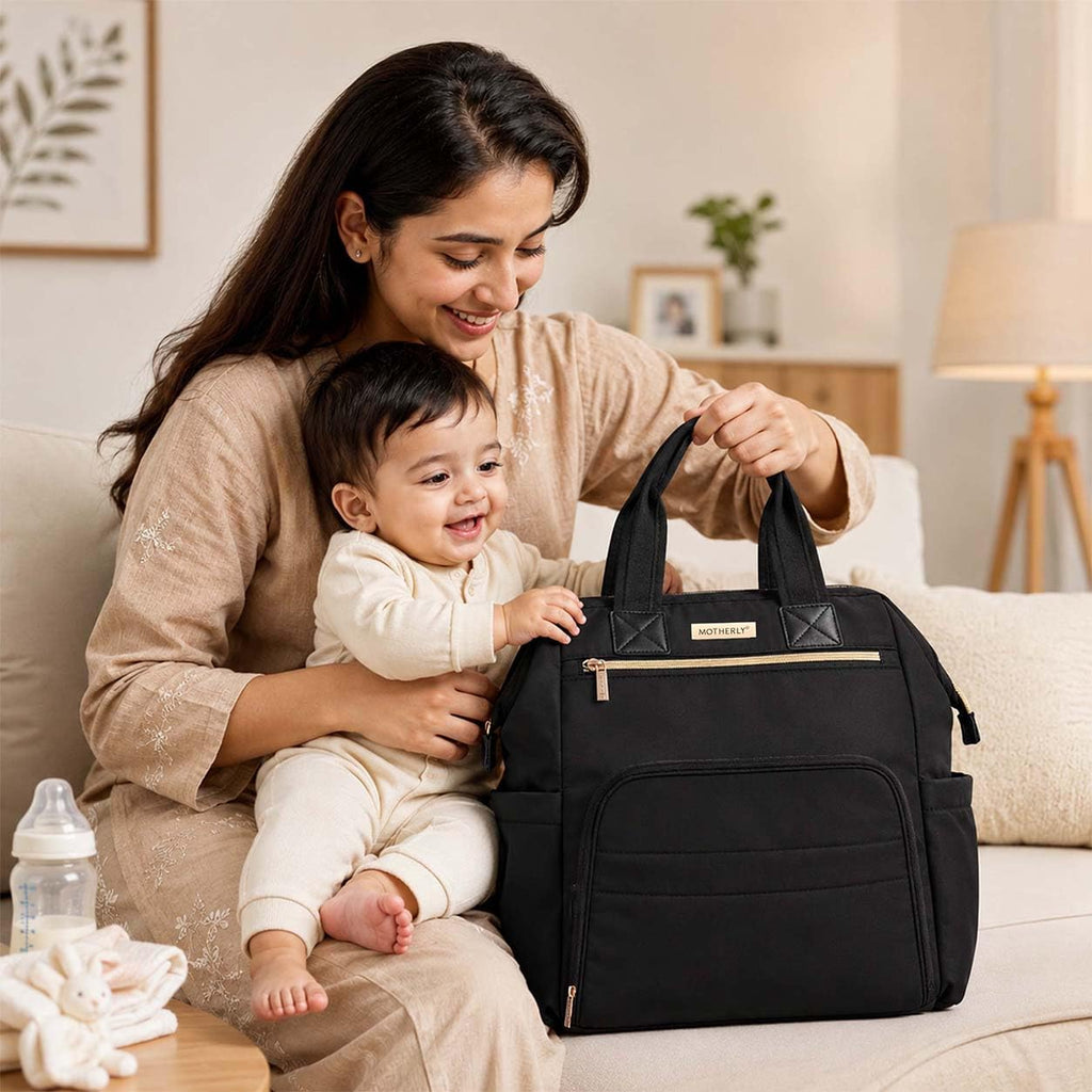 Motherly Evoke Diaper Bag for Moms – Water-Resistant Maternity & Travel Bag with Multiple Pockets, Warranty & Special Offers