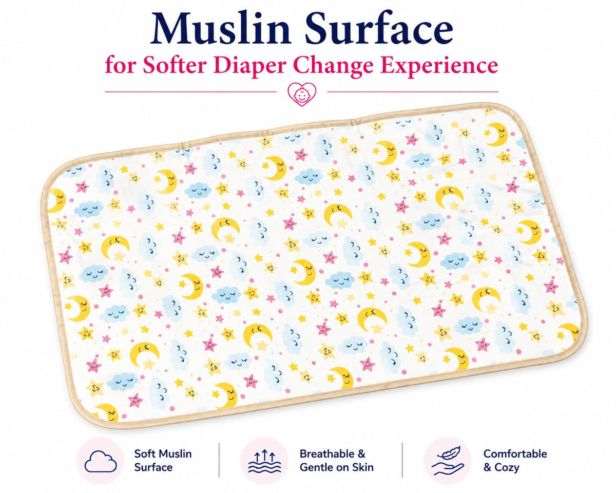 Motherly Waterproof Reversible Baby Changing Mat | Soft Quilted Diaper Changing Pad | Foldable Portable Changing Sheet for Home & Travel(100cm X 100cm)
