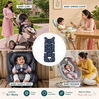 Motherly Baby Stroller Seat Cushion | Reversible and Universal Fit Pad for Strollers, High Chairs, Car Seats & Rockers | Soft, Breathable Pram Liner with Secure Straps & Safety Belt Slot - Car