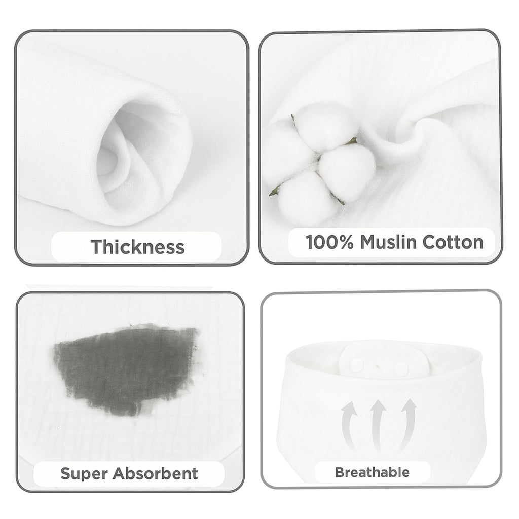 Motherly Bib for Baby 0 to 6 Month – Soft Muslin Baby Apron, Adjustable & Absorbent Bibs for Newborns to 12 Months Boys and girl