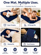 Motherly Reusable & Washable Baby Diaper Changing Mat and Oil Massage Mat, Portable One-Hand Foldable pad Water-Resistant Bed Protector for Newborn Boys & Girls (72 x 42 cm, 0-12 Months)