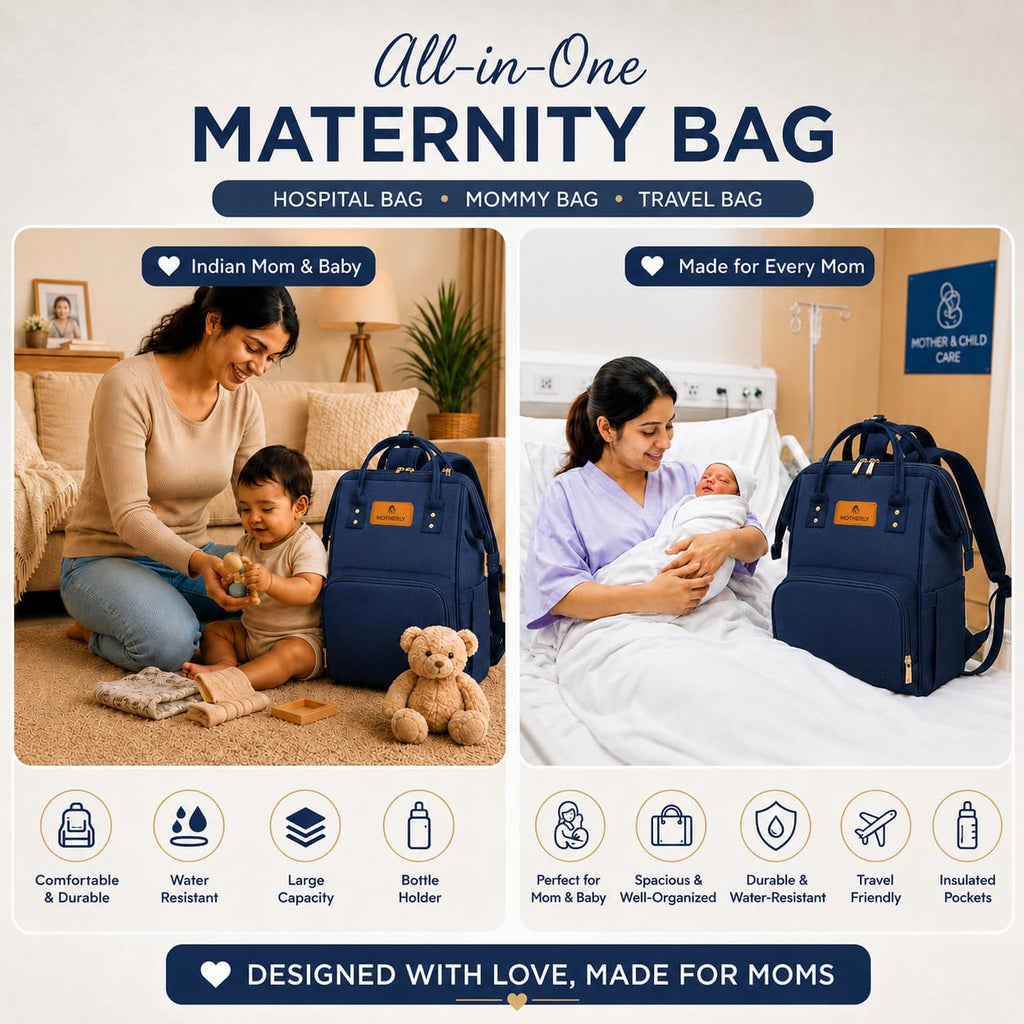 Motherly Patented Diaper Bag Backpack for Mothers | Waterproof Baby Travel & Maternity Bag | Multiple Compartments, Insulated Bottle Pockets, Warranty | Crown Series