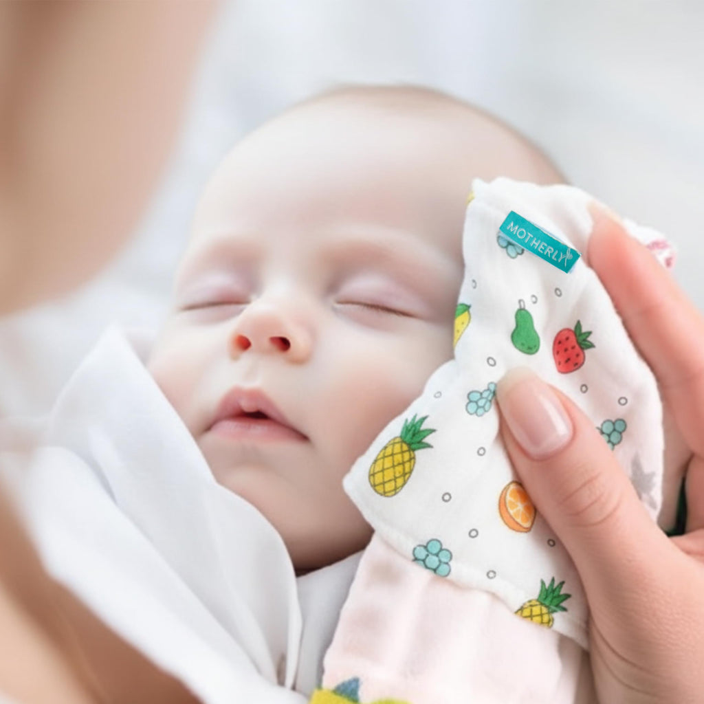 Motherly Muslin Baby Napkins for Newborn | Baby Handkerchief & Wash Cloth for Newborn Baby
