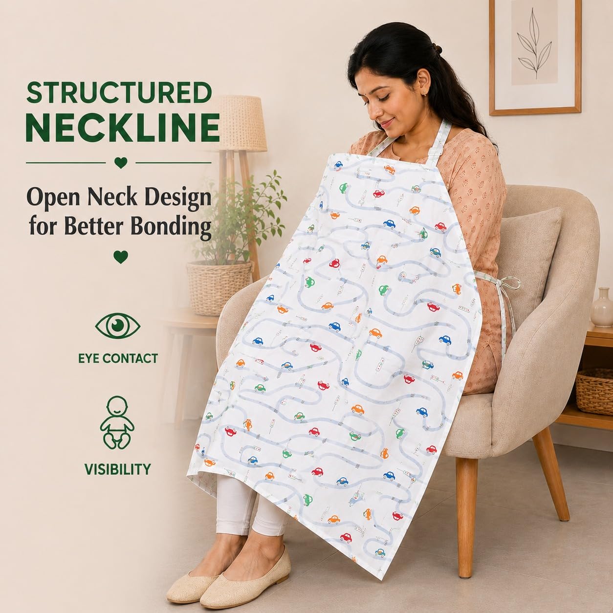 Motherly Nursing Cover for Breastfeeding – Soft, Breathable Feeding Apron for Mom, Multi-Use Feeding Cover & Scarf - white-rabbit-1