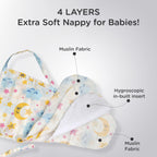 Motherly Nani-Dadi Baby Langot – Reusable Ultra-Soft Nappies with In-Built Insert (Set of 5, 0–3 Months)