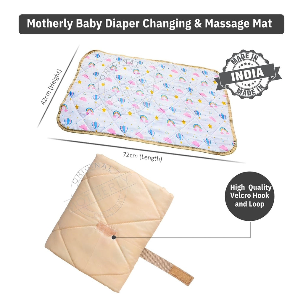 Motherly Diaper Changing Mat for Newborn Baby, Reusable Portable Changing Pad, Crib Mat for Baby, Sleeping Mattress for Boys & Girls (72 x 42 cm, 0-12 Months) - MOTHERLY